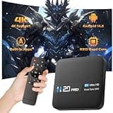 H20 PRO Android 14.0 TV Box, 4K Ultra HD Smart Box for TV with 2.4GHz+5GHz WiFi, Internet Channel Box TV Device, H313 Quad-core Chip, USB 2.0, Compact and Powerful