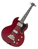 4 String Solid Body Electric Bass Guitars, Red with Dual Humbuckers, Guitarra Electrica Bajo for Beginner Practice & Stage