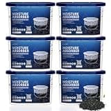 CLEVAST Moisture Absorber Boxes 6 Pack, 12 Oz Dehumidifier for Closet & Bathroom, Humidity Absorber for Wardrobe, Bedroom, RV & Car, Moisture Control with Activated Charcoal
