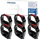 HN1500 Ribbon Compatible for uPunch HN1500 HN1000 HN2000 HN3000 HN4000 FN1000, Pyramid 2500 2650Pro 3800, Nile 4500PP, Black and Red Ink(6 Packs)