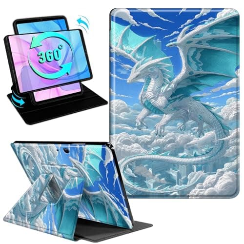 Gmeyutqy Case for Microsoft Surface Pro 11/10/9 13 Inch 2024/2022, 360 Degree Rotating Swivel Stand Flip Shockproof Leather Cover with Auto Sleep/Wake, Sky Dragon