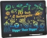 LCD Writing Tablet,16 Inch Colorful Screen Rechargeable Doodle Board Toddler Educational Toys for 3 4 5 6 Years Old Boys Girls Reusable Portable Drawing Tablet Christmas Toys Gifts for Kids (Black)