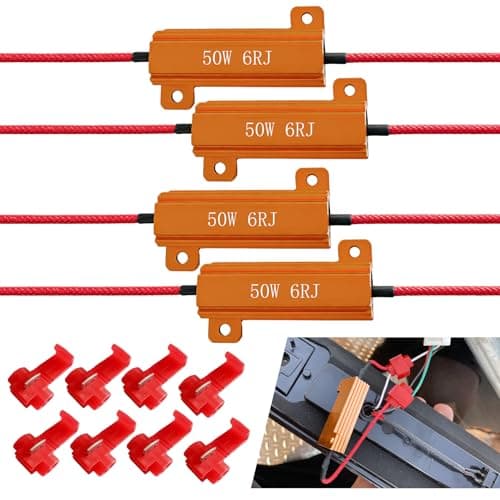 Lxsloet 4PCS 50W 6RJ Load Resistors LED Turn Signal, LED Lamp Resistor Fix Bulb Fast Hyper Flash Blink Error Code, Anti-Flickering Harness Load Resistor Repair Accessories for Cars (Gold, 4PCS)