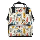 Moxquju Doodle Pattern (6) For Waterproof Diaper Bag Mommy Backpack, Men'S And Women'S Travel Bag