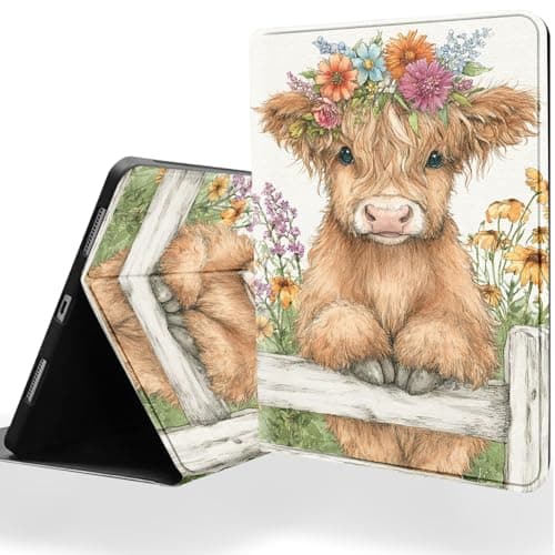 DSRGRGFDJ Tablet Case for 7" Kindle Paperwhite 12th Gen 2024 & Kindle Colorsoft Signature Edition,Auto Wake/Sleep and Multi-Angle Adjustable Stand Cover - Highland Cow