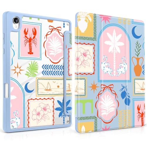Loyrina Case for Samsung Galaxy Tab S11 (2025 Release) 11 inch SM-X730/X736B with S Pen Holder - Cute Trifold Cover with Clear Back, Auto Sleep/Wake, Aesthetic Design for Girls, Coastal Style