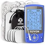 AUVON Dual Channel TENS Unit Muscle Stimulator Machine with 20 Modes, 2" and 2"x4" TENS Unit Electrode Pads (Blue)