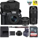 Canon EOS R8 Mirrorless Camera, 24.2 Megapixels, 4K 60p Video, for Content Creation, Photography and Vlogging with RF 24-50mm f/4.5-6.3 is STM + RF 75-300mm f/4-5.6 Lens + 128GB Card + Camera Case