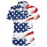 Women's Polo Shirts American Flag Short Sleeve Work Funny Shirt Golf Shirts for Woman Ladies Collared Golf Shirt Tennis Outfit
