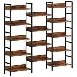 IRONCK Bookshelf, Bookshelves and Bookcases, 5 Tiers Bookshelf with Baffles, Large Book Shelf with Metal Shelving, Triple Wide Shelves for Living Room, Home Office