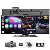 11.5" Largest Wireless Carplay HD Screen for Carplay & Android Auto Car Stereo with 4K Dash Cam 1080P Backup Camera, GPS Navigation/Bluetooth/Mirror Link/Voice Control/AUX/FM/Siri