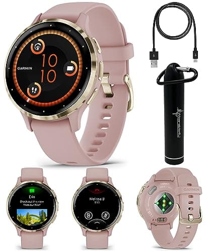 Wearable4U - Garmin Venu 3S GPS Smartwatch, AMOLED Display 41 mm Watch, Advanced Health and Fitness Features, Up to 10 Days of Battery, Wheelchair Mode, Sleep Coach, Dust Rose with Power Bank