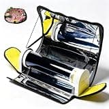 Portable Solar Oven BBQ Cooker, Foldable So-lar Oven, 4.5l/1.2gal Large Capacity Solar Coo-ker with Thermometer & Food Grade Stainless Steel Cooker, Great for 4-5 People Camping, Travel, Beach