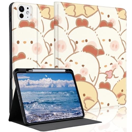 Idocolors Cute Farm Chic Case for 11" iPad Pro M4 2024 with Pencil Holder, Auto Wake/Sleep Leather Soft TPU Back Cover for Women Girls