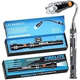 VIBELITE Extendable Magnetic Flashlight with Telescoping Magnet Pickup Tool-Fathers Day Dad Gifts for Husband, Dad, Men, Women, Him, Mechanic, Birthday Gifts for Men, Cool Gadget, Black