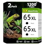 65XL Black Ink Cartridge Replacement for HP Ink 65 HP65 XL HP65XL BK 2-Pack for Envy 5055 5000 5052 5014 5070 5010 Deskjet 3755 3700 3772 2600 3752 2622 2652 2640 2655 3722 3720 Printer High Yield