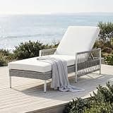 LYHXIHE Outdoor All-Weather PE Rattan Chaise Lounge, Minimalist Patio Wicker Lounge Chair with 6 Gear Adjustable Recliner, Arms and Cushion for Poolside, Deck, Grey