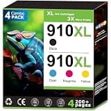 910XL Ink Cartridges Compatible With HP 910 Ink Combo Pack Work with OfficeJet Pro 8020 8025 8035 8015e 8028e 8010 8010e 8022 8022e Printer High Yield 910 Black 910 Color, with V19.7.1 Chip (4 Pack)