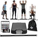 EVO Gym - Portable Home Gym Strength Training Equipment, At Home Gym | All in One Gym - 10 Resistance Bands, Base Holds Gym Bar & Handles for Travel | Portable Gym & Home Exercise Equipment | 320LBS