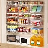 Jsskeeim 3-Pack Under Shelf Hanging Baskets with 360° Rotating Hooks - Space Saving Pantry Shelf Organizer for Kitchen Storage, Foldable Small Space Solutions for Pantry Organization, White