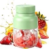 Portable Wireless Juicer Cup 44oz, Usb Rechargeable Blender With 38 Blades, Dual Lid & Straw For Smoothies, Shakes, Protein, Travel, Gym, Office Green
