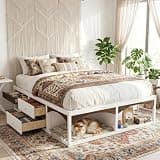 Virubi King Platform Bed with 6 Drawers, Pet-Friendly Space