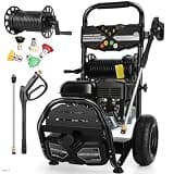 4200PSI Professional Gas Pressure Washer, 4GPM 212CC 7.0 HP 10" Wheels Commercial Gas Power Washer with 3L Foam Bottle 5 Nozzles 32FT Hose for Home Car Fence Driveway (EPA/CARB/ETL Compliant), 77LBS B