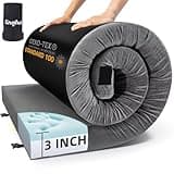 Kingfun 3 Inch CertiPUR-US Memory Foam Camping Mattress Pad, Waterproof Roll up Sleeping Pad, Thick Floor Sleeping Mats for Tent with Removable Travel Bag(Grey, Full)