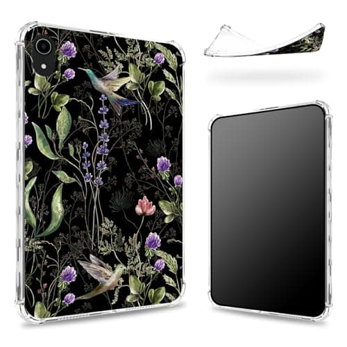 Designed for iPad 11th Generation 2023/ iPad 10th Gen 2022 10.9 inch Case, Transparent Back with Wild Flower Hummingbird, Slim Soft TPU Corner Protection Shockproof Bumper Cover