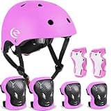Kids Bike Helmet Skateboard Knee Pads - Kids Helmet Elbow Pads Wrist Guards Adjustable for 5~15yrs Girl Boy Kids Protective Gear Set for Sport Cycling Bike Roller Skating Scooter