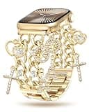 Aniaboho Metal Dressy Designer Bracelet Compatible with Apple Watch Bands for Women 38mm 40mm 41mm 42mm(Series 11 10), Chain Pendant iWatch Bands for Apple Watch SE 3 2 1 Series 11 10 9 8 7 6 5 4 Gold