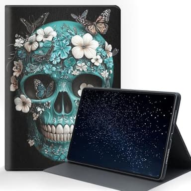 ZXYBNMLE Case for iPad mini 5 2019/Mini 4 2015 (5th/4th Generation 7.9 inch), Protective Tablet Cover with Adjustable Stand and Magnetic Auto Wake/Sleep,Skulls and Butterflies