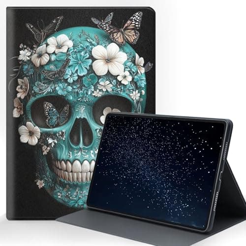 ZXYBNMLE Case for iPad mini 5 2019/Mini 4 2015 (5th/4th Generation 7.9 inch), Protective Tablet Cover with Adjustable Stand and Magnetic Auto Wake/Sleep,Skulls and Butterflies