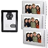 AMOCAM Wired Video Intercom Doorbell System, 3PCS 7-Inches LCD Monitor HD Camera Video Door Phone Doorbell Kits, Support Monitoring, Unlock, Dual-Way Door Intercom, IR Night Vision, Indoor Outdoor