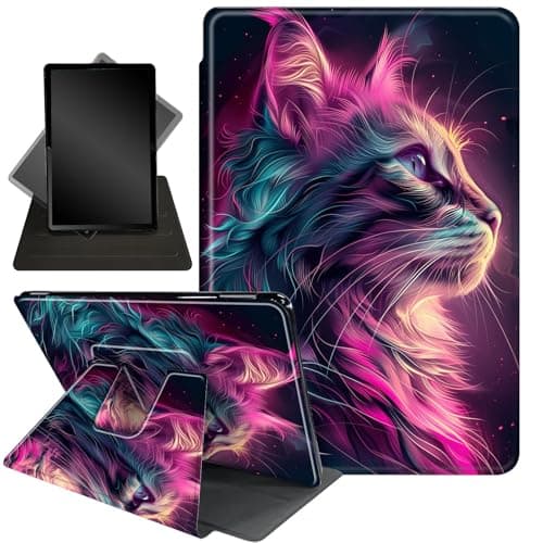 for Amazon Kindle Fire Max 11 Case (13th Generation, 2023 Release) 11",Mxfdegf 360 Degree Swiveling Stand Protective Cover with Auto Sleep/Wake,for All-New Fire 11 Max Tablet,Neon Cat