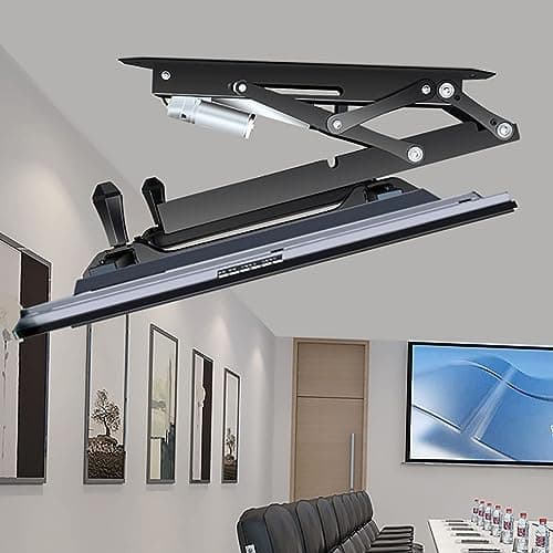 YUZDNM Adjustable Ceiling TV Mount Bracket - Motorized Hidden Drop Down Lift With Auto Lifting, 0-85 Flip Down, Fits 32-70 Inch TVs