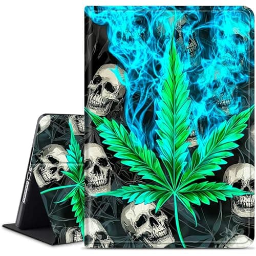Dikoer for Samsung Galaxy Tab S6 Lite 10.4 Inch 2024/2022/2020 (SM-P620/P610/P613/P615) Tablet Case, Slim KickstandStand Leather Smart Cover with Auto Wake/Sleep, Green Leaf Skull