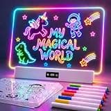 TAEMVV 16 Inch LED Drawing Board for Kids with Display, Rechargeable Light Up LCD Writing Tablet with 15H Battery & Stand, 8 Colors 3 Dynamic Modes Glow Light Board for Toy Birthday Gifts