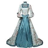 HFU Women's Marie Antoinette Victorian Dress 18th Century Medieval Civil War Ball Gown Southern Belle Costume (25# Blue, L)