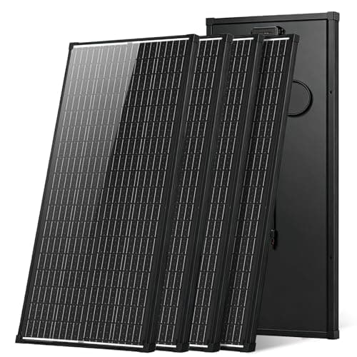 400W Solar Panel, 4×100W N-Type 12V 18BB Monocrystalline Solar Panels, 25% High Efficiency, IP68 Waterproof, for RV, Van, Marine, Camper, Rooftop, Off-Grid, Black