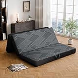 KARAHO Foldable Mattress Twin Size - 6 Inch Tri Folding Mattress Portable Tri-fold Pad, Handle & Non-Slip Bottom with Washable Cover for Travel RV Camping Guest Room,75"x38"x6", Grey