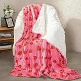 Aemicion Weighted Blanket Queen Size 20 Lbs 60x80 Inches,Ultra Soft Comfortable Fluffy Sherpa Weighted Blankets for Adults,Cute Pink Strawberry Heavy Blanket as Gift for Women,Machine Washable
