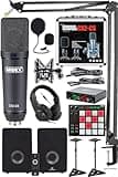 Studio Equipment Set with Monitor, Microphone, Sound Card, Headphones, MIDI Pad for Recording, Podcasting, and Music Production