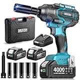 Seesii 1000N.m (738ft-lbs) Cordless Impact Wrench High Torque,1/2" Brushless Impact Gun w/Two 4.0Ah Battery,Fast Charger, 5 Sockets & Storage Case, Electric Impact Wrench for Car Truck,WH760