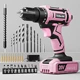 Pink Cordless Drill Set, VIWKO 20V Electric Power Drill for Women, Lightweight Electric Screwdriver Driver with Power Pack & Charger, 3/8" Keyless Chuck, Womens Tool Kit for House