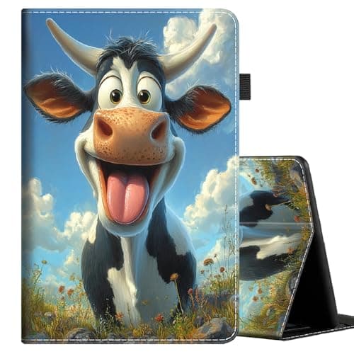 Case for All-New Fire 7 Tablet (12th Generation, 2022 Release), Durable Shockproof Protective Cover Case with Auto Wake/Sleep for Amazon Fire 7 inch Tablet, Happy Cows in Flower Fields