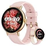 Gydom 1.27” Round Smart Watch for Women Men Compatible iPhone & Android, Fitness Tracker with 101+ Sports Modes, All-Day Health Tracking with Heart Rate/SpO2/Stress/Sleep/Period Monitor, 2 Bands, Pink
