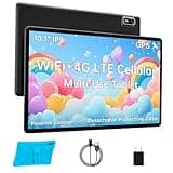 HAOVM Tablet 10 inch Android 14, 4G SIM Unlocked, Kid Tablet with SIM Card Slot, IPS Touch Screen, 2.0GHz Fast Processor, 3GB+32GB+TF Expand,2.4G/5GHz WiFi,8MP Camera, GPS, with Blue case