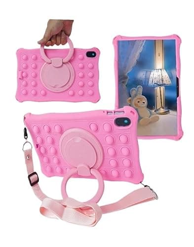 PMPLBEBAZ Tablet Case Suitable for Huawei MatePad SE 11inch AGS6-W09 2024 Soft Silicone Cover with Rotating Handle Grip(Pink)