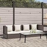 KLGBNCVE Adjustable Poly Rattan Patio Bed with Cushion and Pillows, 7-Position Sun Lounger with Powder-Coated Steel Frame, Brown